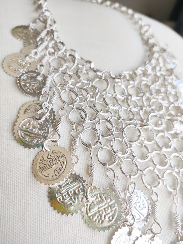 Coin Waterfall Statement necklace
