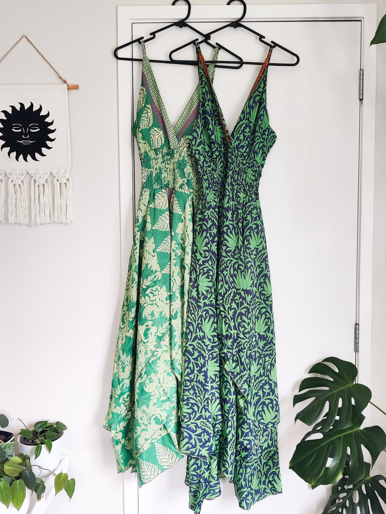 Recycled Silk Sari Umbrella Maxi Dress