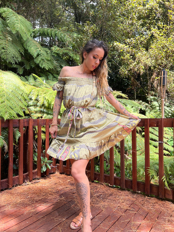 Meadow Dress - Olive and Yellow