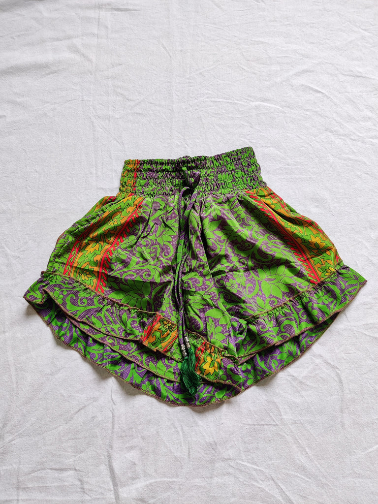 Renata Silk Sari Frill Shorts - #1