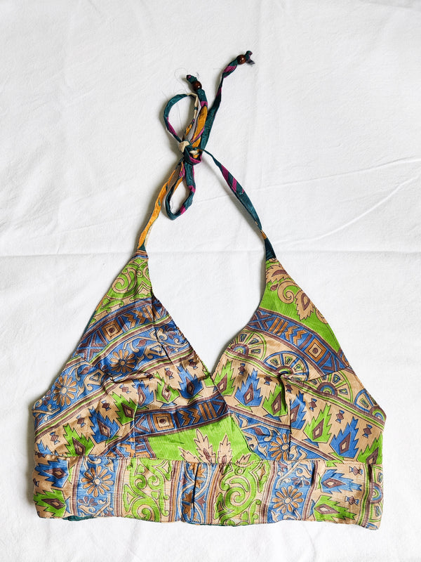 Silk Sari Reversible Top - Bead Strap #1