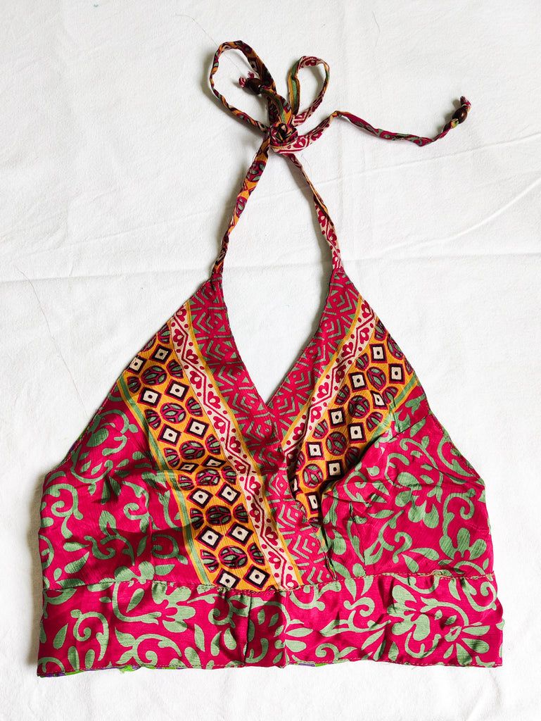 Silk Sari Reversible Top - Bead Strap #3