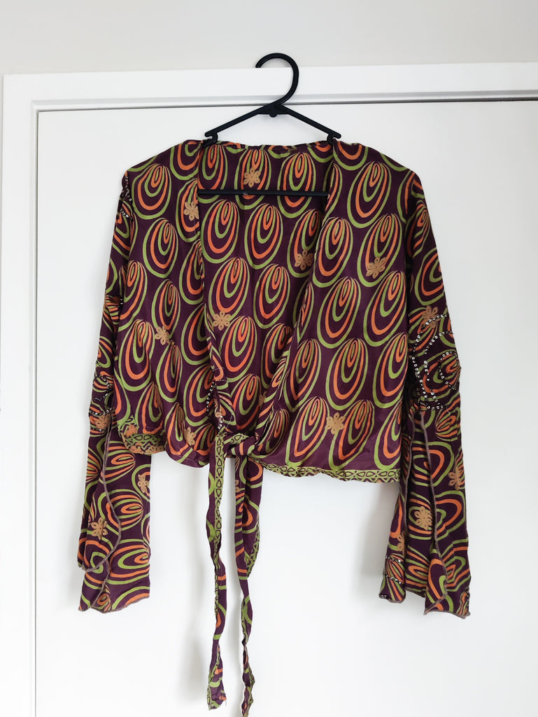 Silk Sari Belle Wrap Top - #7