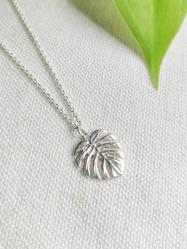 Sterling Silver Monstera Necklace