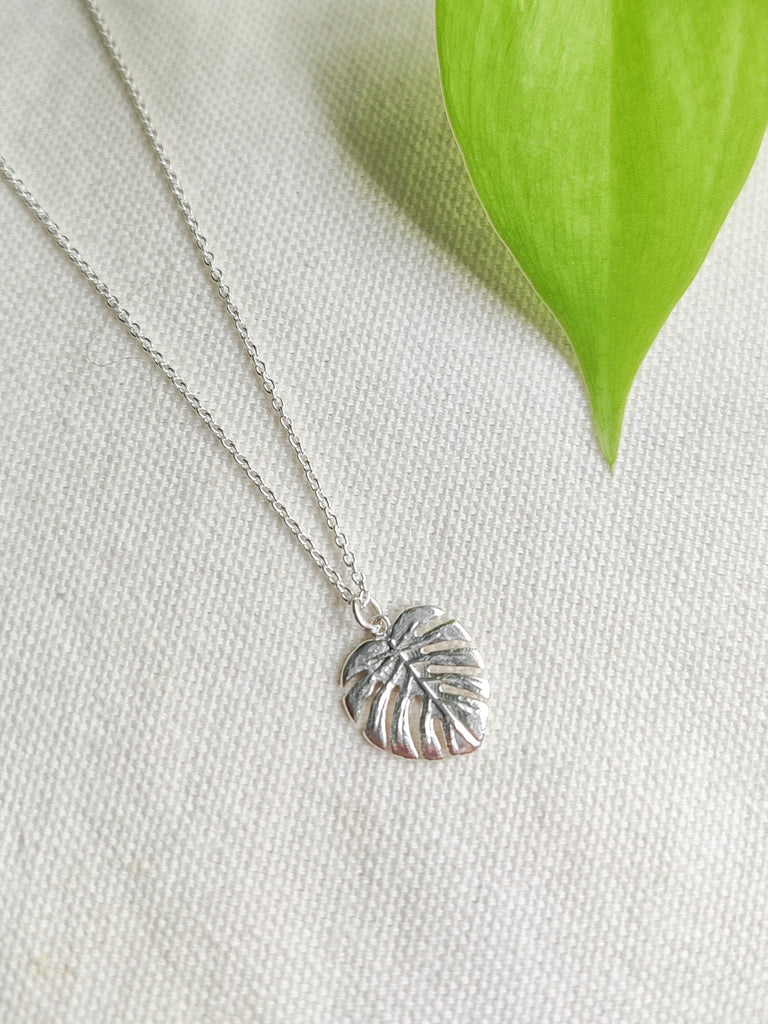 Sterling Silver Monstera Necklace