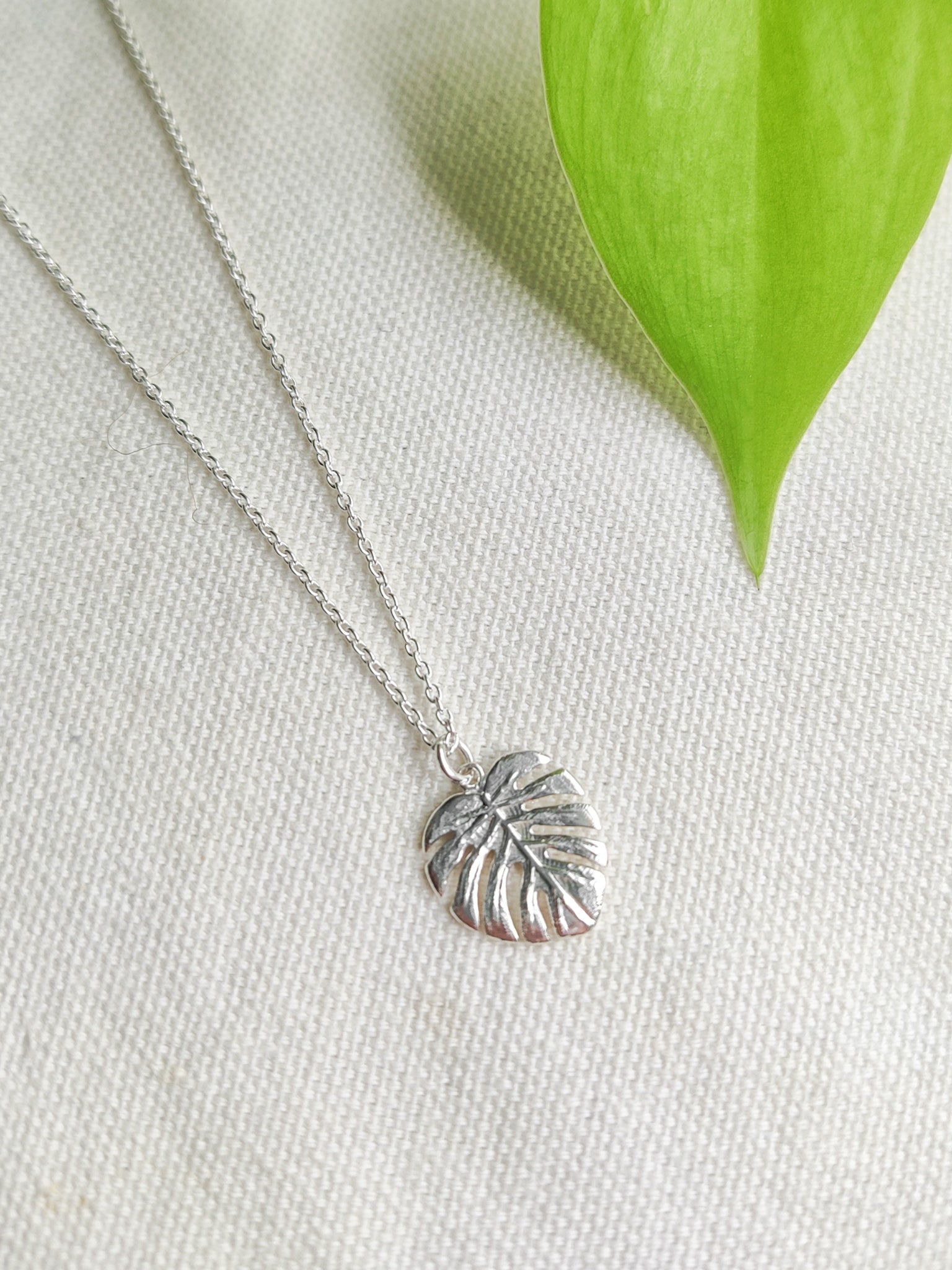 Sterling Silver Monstera Necklace TheThirdEyeNZ