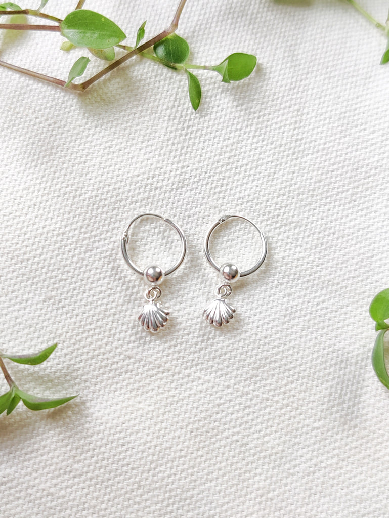 Mini Shell Hoop Earrings