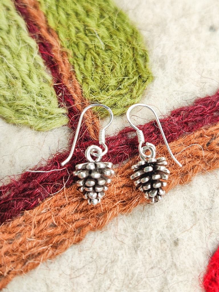 Sterling Silver Pinecone Earrings