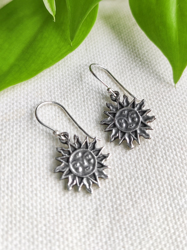 Sterling Silver Sun Earrings