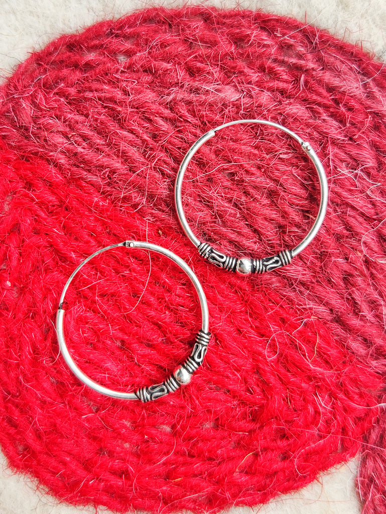 Sterling Silver Medium Bali Hoop Earrings