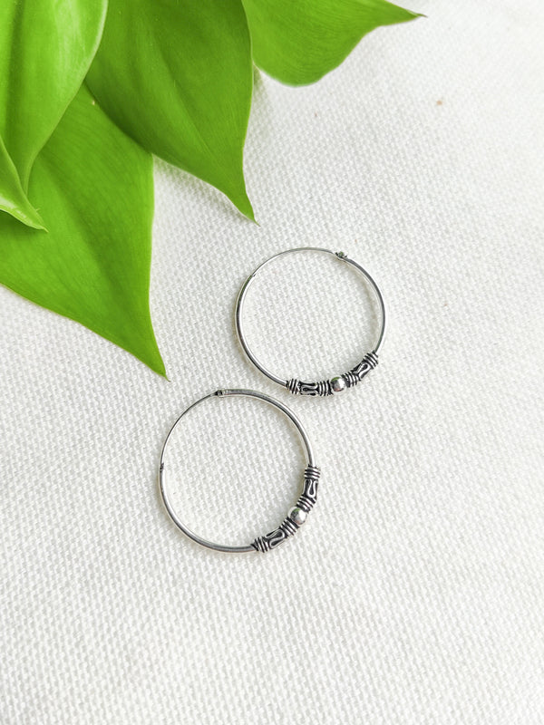 Sterling Silver Medium Bali Hoop Earrings