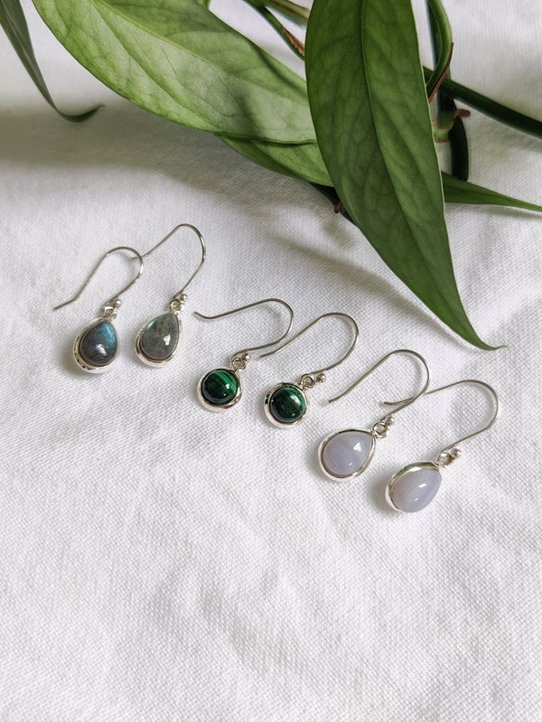 Silver Gemstone Earrings