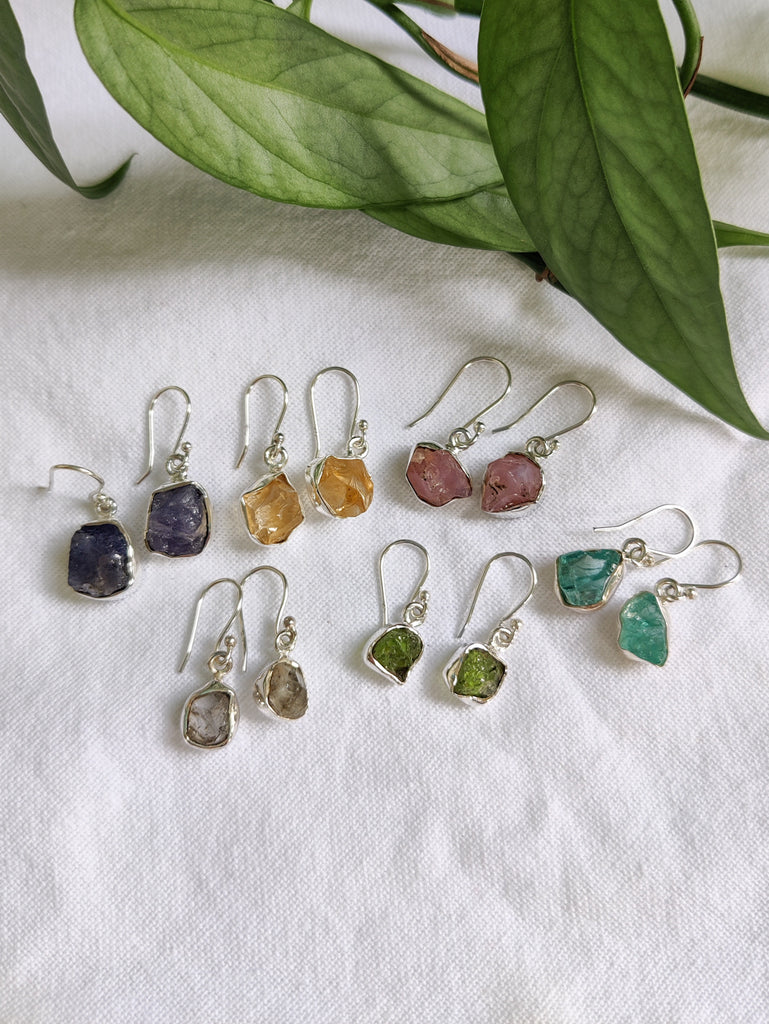 Rough Crystal Sterling Silver Earrings