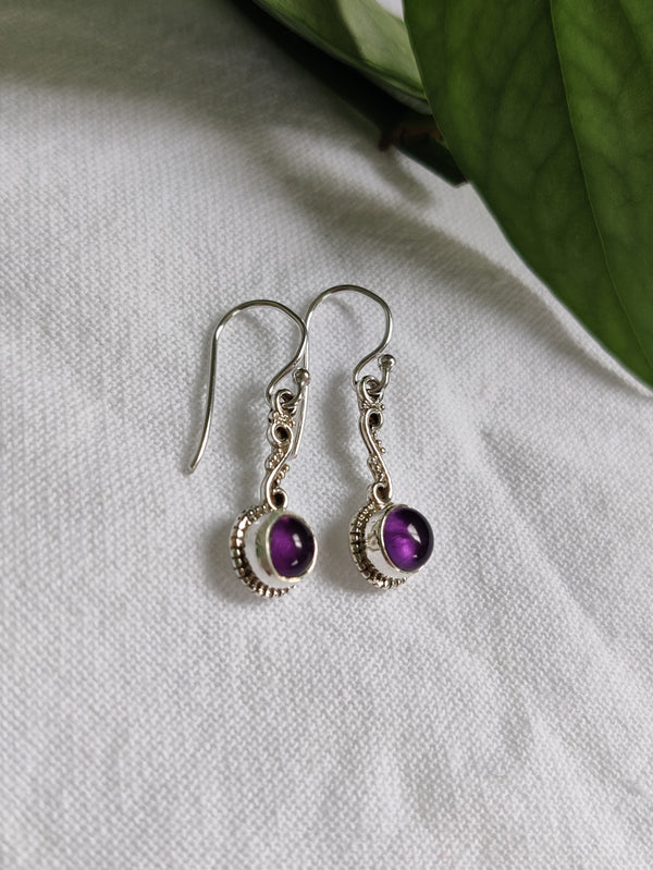 Silver Twist Gemstone Earrings