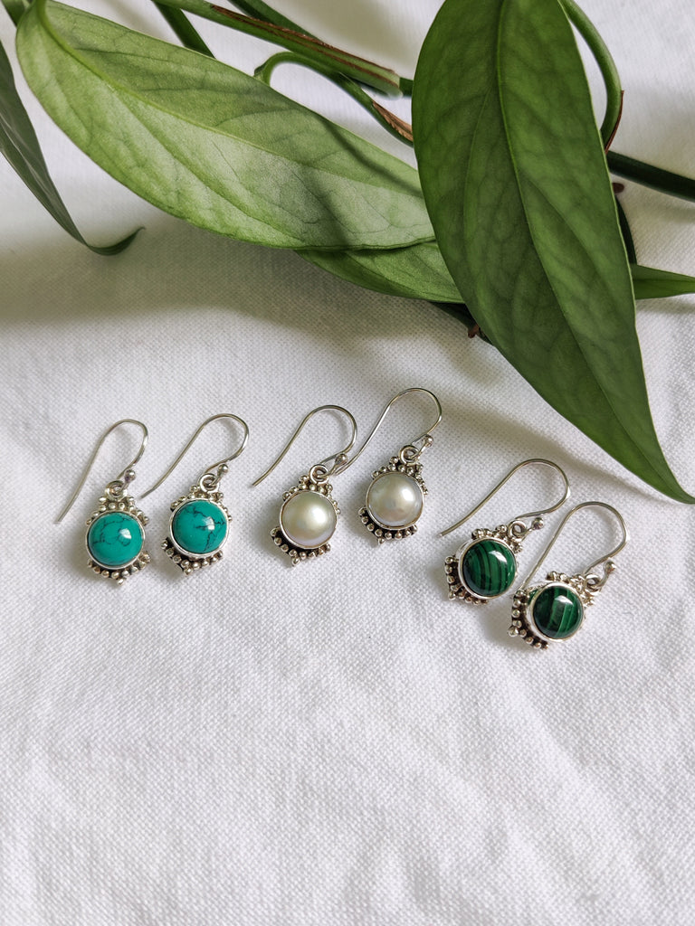 Silver Gemstone Earrings