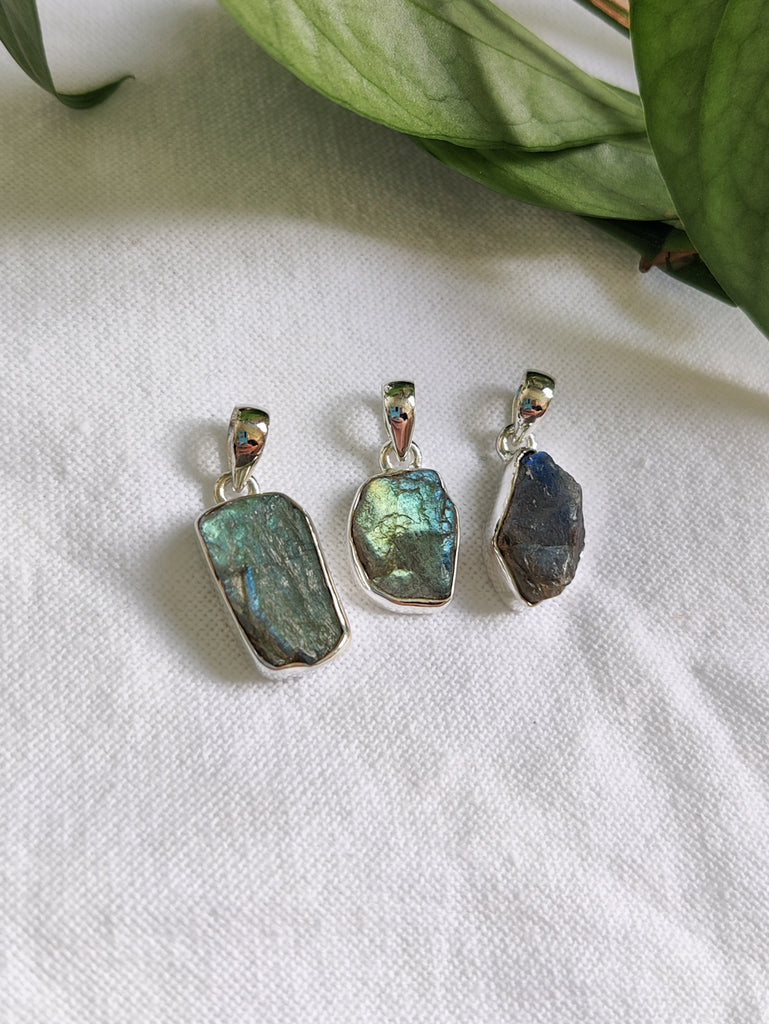 Small Rough Crystal Sterling Silver Pendants