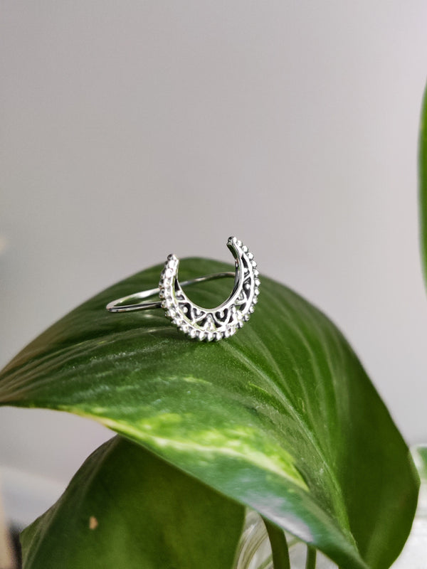 Sterling Silver Moon Ring