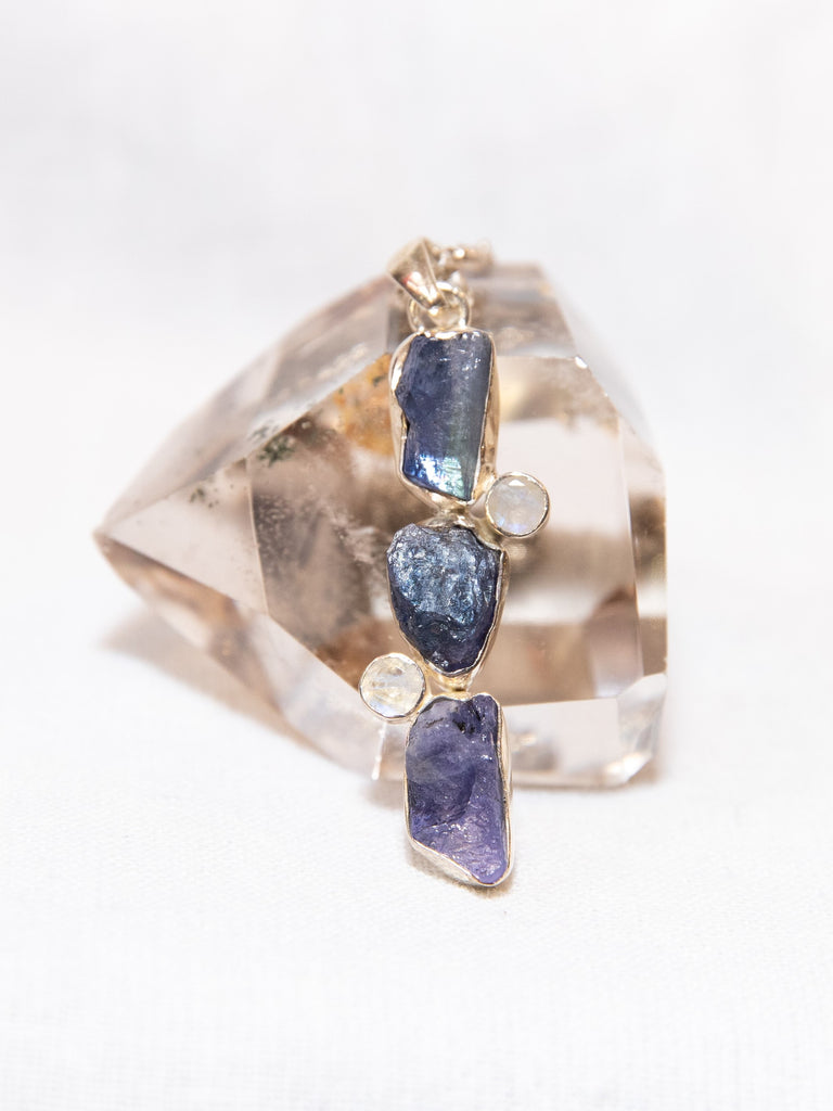 Tanzanite and Moonstone Sterling Silver Pendant