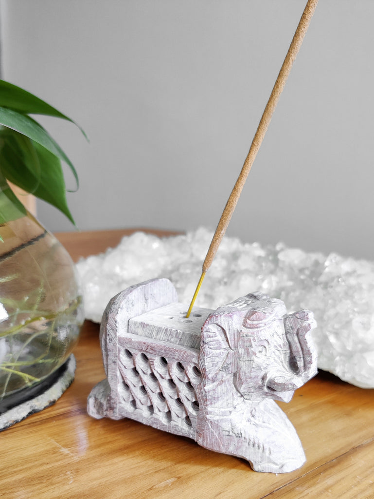 Patterned Stone Cube Incense Holder